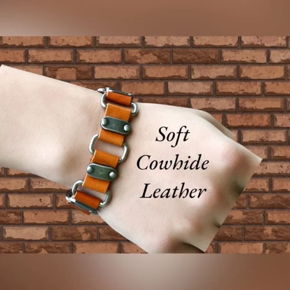 Men’s Leather Buckle Bracelet l Black / Brown l 9 1/2” l New